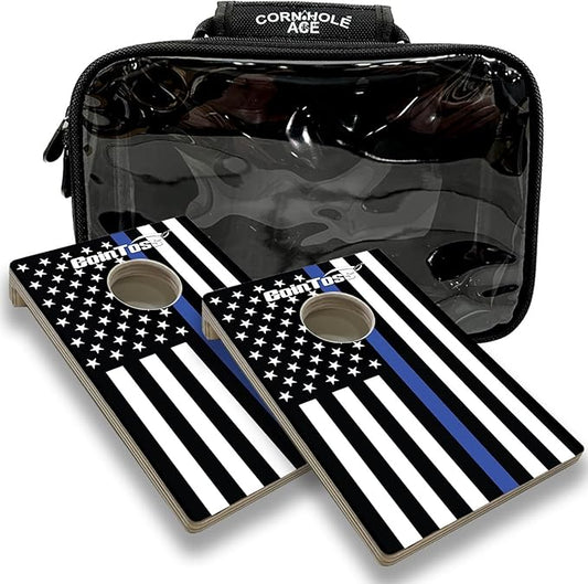 2 CoinToss Boards and Carry Case Set - Police Flag