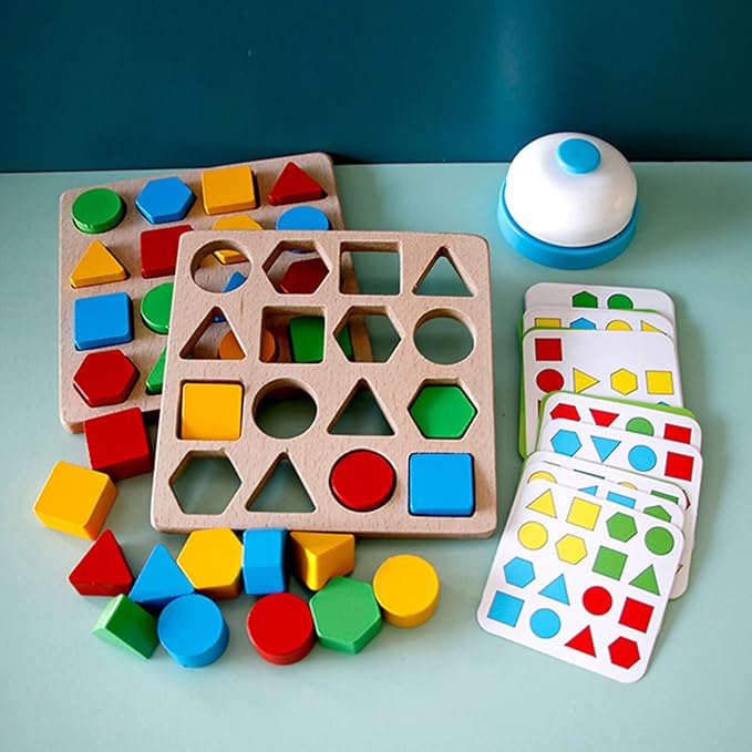 Shape Matching Game Color Sensory Educational Toy, Geometric Shape Quick Matching Board Game Montessori Learning Toys for Toddlers Kids Boys Girls (for 2 Players)