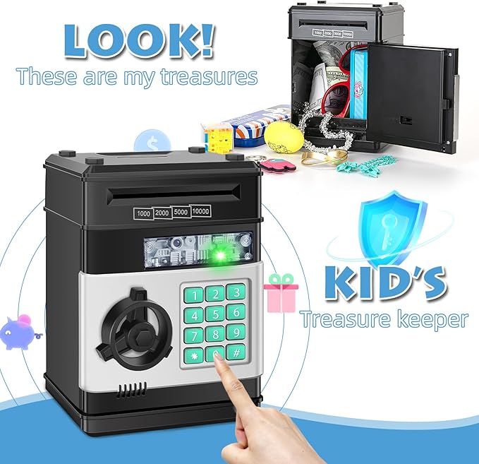 Piggy Bank for Kids, Electronic Cash Coin Money Saving Box, Money Bank for 8 9 10 Year Old Boys Girls, Toys for Ages 6 7 8 10 11 12 13