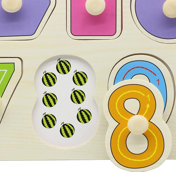 Wooden Jigsaw Peg Puzzle Board Toy Number Educational and Learning Puzzles Toy