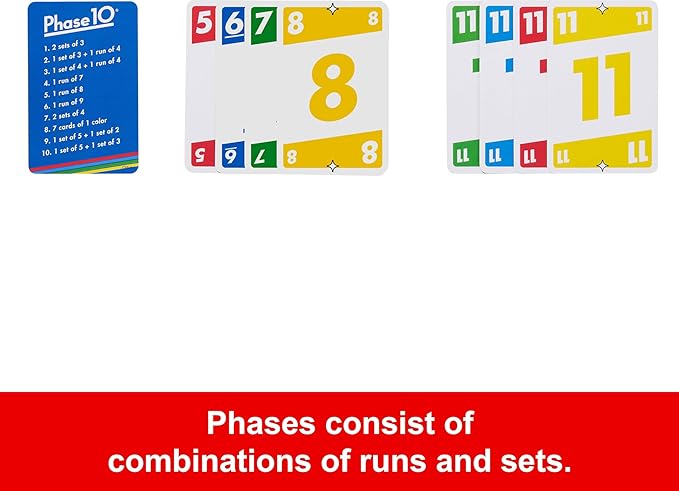 Mattel Games Phase 10 Card Game for Families, Adults & Kids, Challenging & Exciting Rummy-Style Play with Storage Tin (Amazon Exclusive)