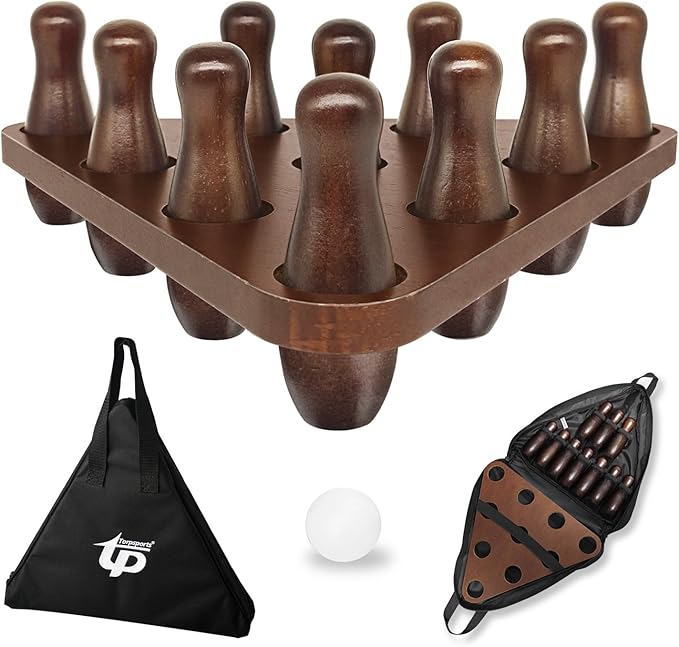 Tabletop Shuffleboard Bowling Pin Set Portable Shuffleboard Bowling Pin Game,Solid Wood Shuffleboard Bowling Curling Games- Easy Carry