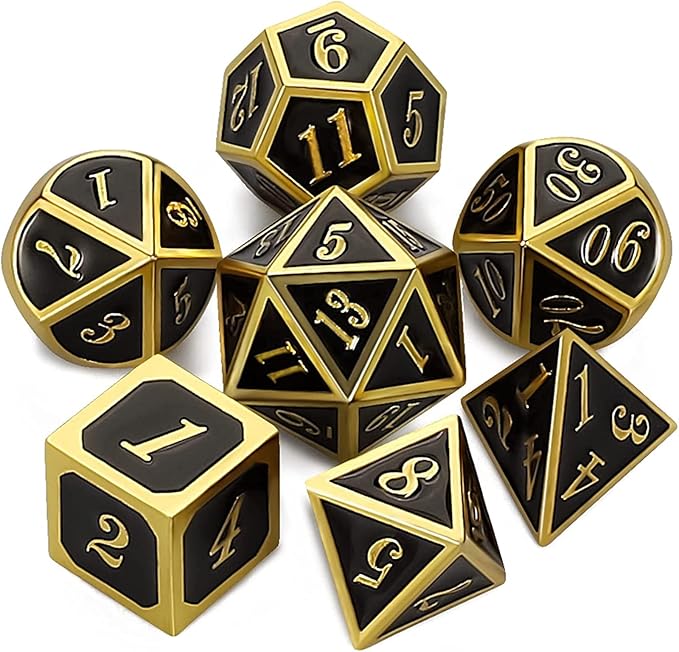 CiaraQ DND Metal Polyhedral Dice Set with Dice Bag for Dungeons and Dragons RPG MTG Role Playing Table Games