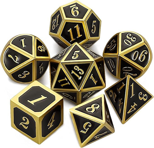 CiaraQ DND Metal Polyhedral Dice Set with Dice Bag for Dungeons and Dragons RPG MTG Role Playing Table Games