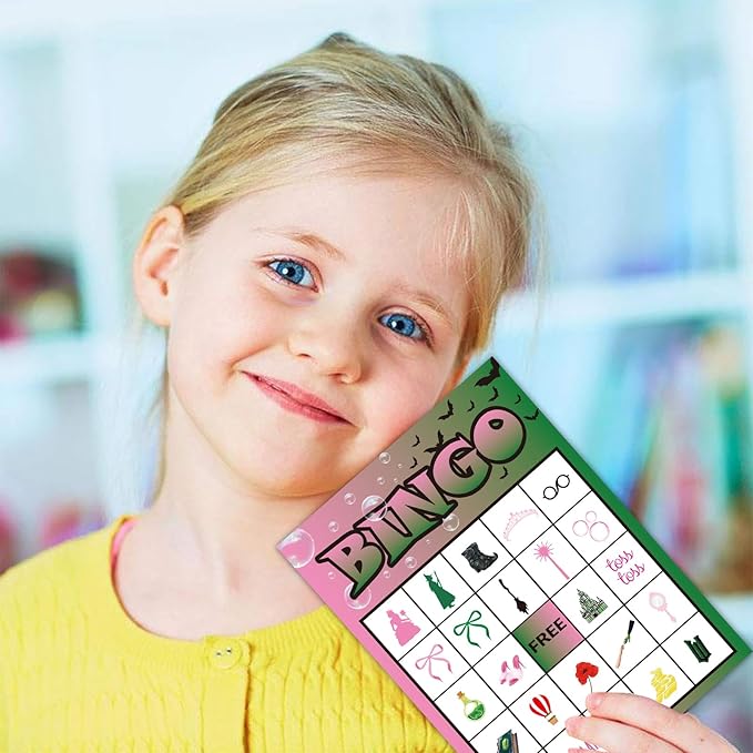 Wicked Bingo Game for Kids Wicked Party Decorations Pink and Green Witch Bingo Cards for 24 Players West Witch Bingo for Adults Birthday Party Board Table Bingo Cards Game for Family Large Group