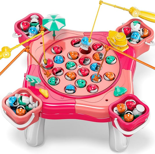 Magnetic Fishing Game for Kids Toddlers 3-5, 70 pcs Fishing Toys for Kids Toddlers 3-5, Fishing Table Toys Board Game Birthday Gifts for 3 4 5 6 7 8 Years Old Kids Toddlers