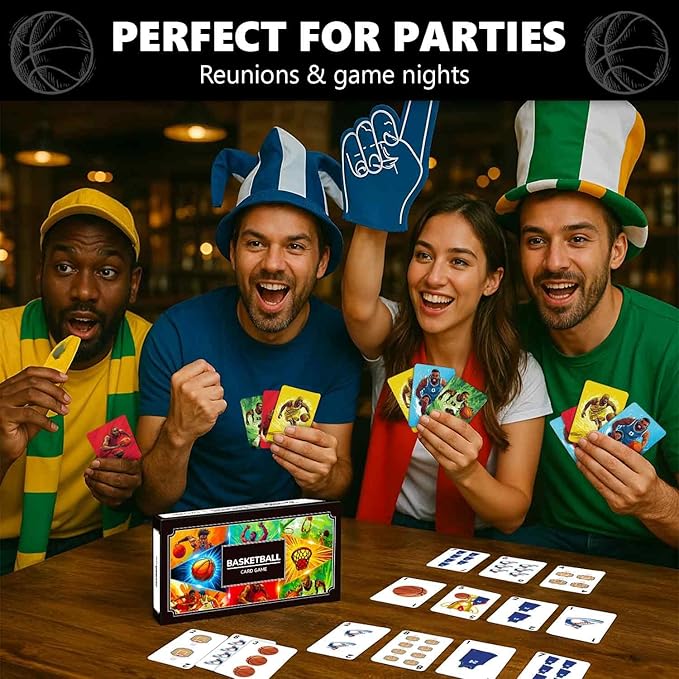 QUOKKA Basketball Fast-Paced Card Game for Kids & Adults – 128 Cards & Easy Rules – Quick & Fun Matching Game – 2-8 Players – Ages 8+ – Perfect for Family Games Night, Travel and Parties