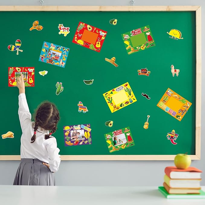 chiazllta 30 Packs Mexican Craft Kits for Kids Fiesta Party DIY Picture Frame Craft Cinco de Mayo Art Favor Home Classroom Game Activities for Festivals Carnivals
