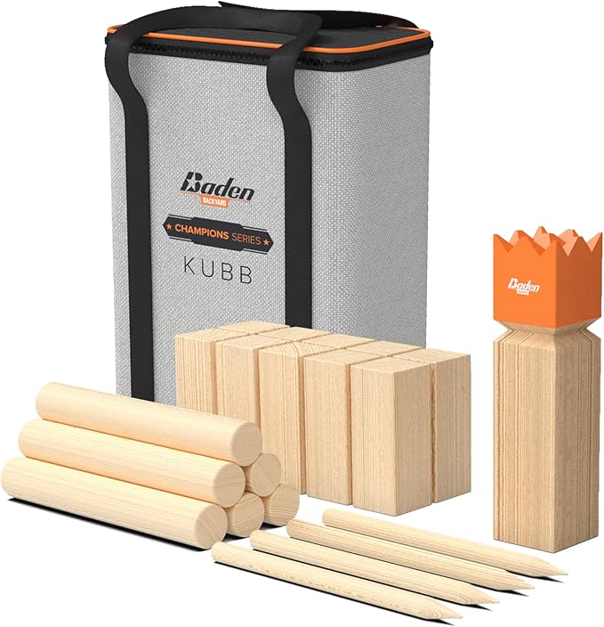 Baden Backyard Champions Kubb Viking Chess Outdoor Toss Game Set with Instructions & Carrying Bag