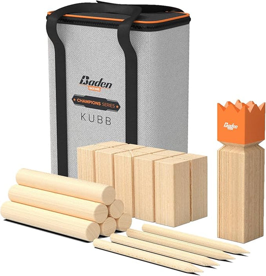 Baden Backyard Champions Kubb Viking Chess Outdoor Toss Game Set with Instructions & Carrying Bag