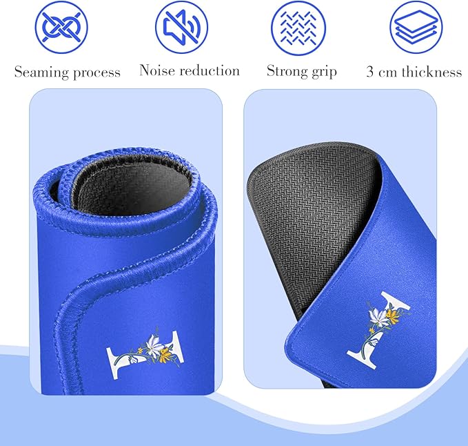 Mahjong Mat for Table | Neoprene Anti-Slip Noise Reduction | 32.4x32.4 Inch Blue | Perfect for American Mahjong, Poker, Card & Board Games | Great Gift Idea(Custom Letter I Edition)