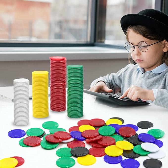 600Pcs Plastic Poker Mini Chips in 6 Colors Bulk Poker Card Game Chips for Game Play Learning Math Counting Kids Teaching Rewards（2.2CM in Diameter）