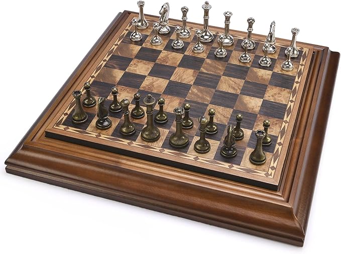 AMEROUS 14 inches Wooden Chess Set with Metal Chess Pieces / 2.5'' King/Storage for Chessmen/Gift Package/Instructions/Classic Board Game