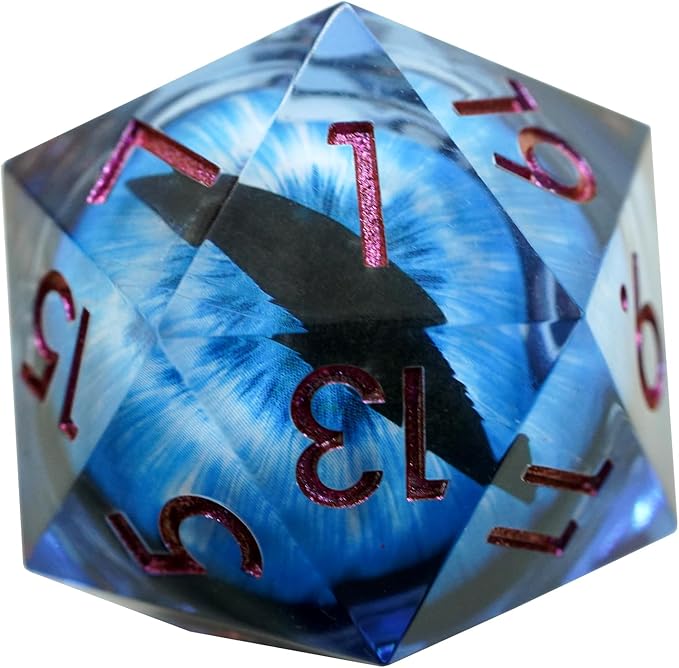 Dungeons and Dragons DND Dice D20, Moving Eyeball Liquid Core Dice Set D&D 33MM Oversized D20 Single Sharp Edge Resin dice with Gift Case, Polyhedral Dice for Role Playing Game