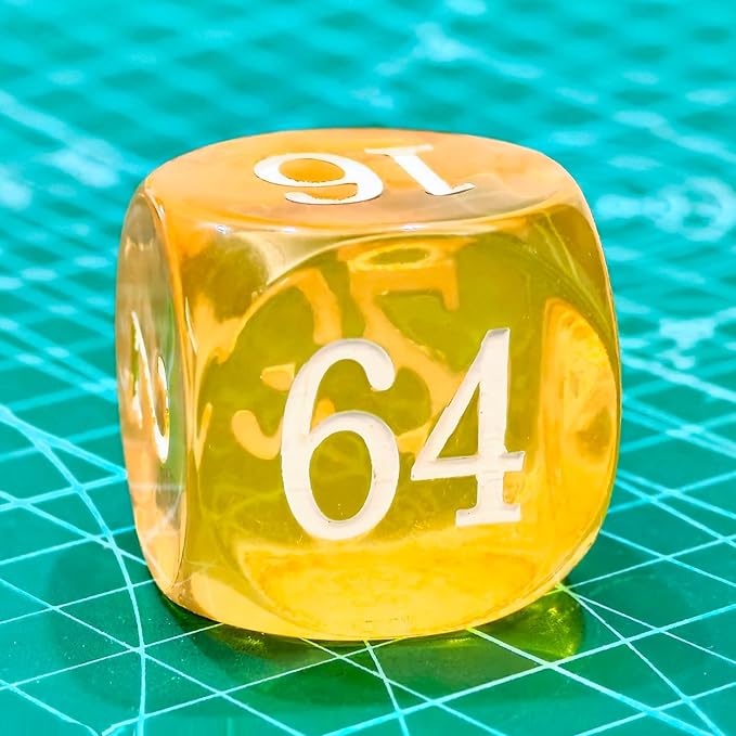 Big Translucent Backgammon Doubling Cube Dice 30MM, Large Backgammon Doubling Number Dice 1 3/16", Translucent Amber