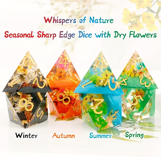 Haxtec DND Dice Set Sharp Edge Resin Dice Set with Dice Case, D and D Dice, Polyhedral D&D Dice Set for Dungeons and Dragons TTRPGs DND Gift