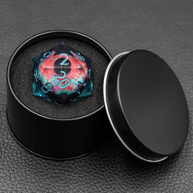 Dungeons and Dragons DND Dice D20, Moving Eyeball Liquid Core Dice Set D&D 33MM Oversized D20 Single Sharp Edge Resin dice with Gift Case, Polyhedral Dice for Role Playing Game