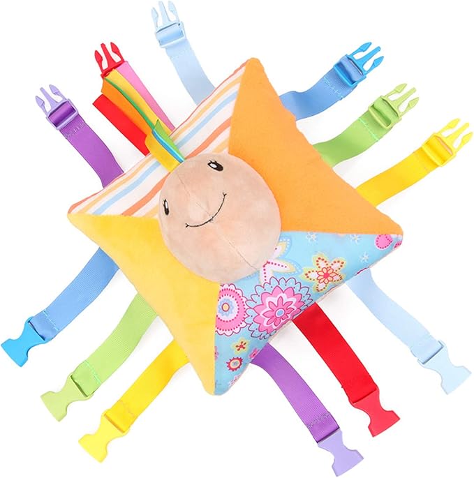 Toddler Early Learning with Buckles,Plush Soft Travel Toy- Toy with Basic Life Skills Children's Plush Travel Activity Game-Children Educational Learning