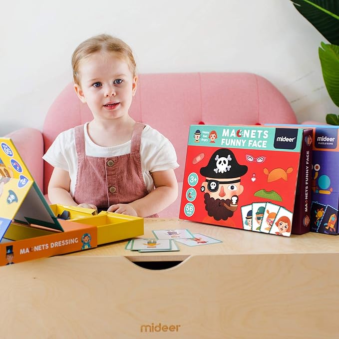 MiDeer Magnetic Funny Face Puzzle 56 Piece Jigsaw Puzzleboard with Drawers Portable Imagination Game