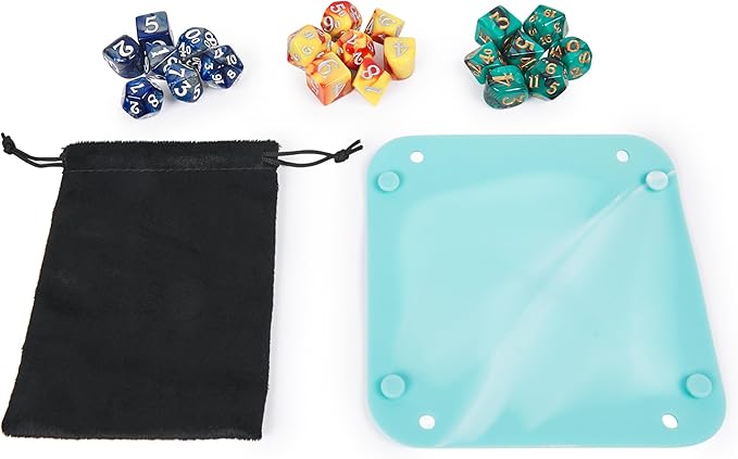 Spin Master Games, Campaign Dice, 3 Sets of Polyhedron Dice for RPG & Board Games, Storage Pouch & Silicone Tray, DND Dungeons and Dragons, MTG Magic The Gathering, for Ages 8 & Up
