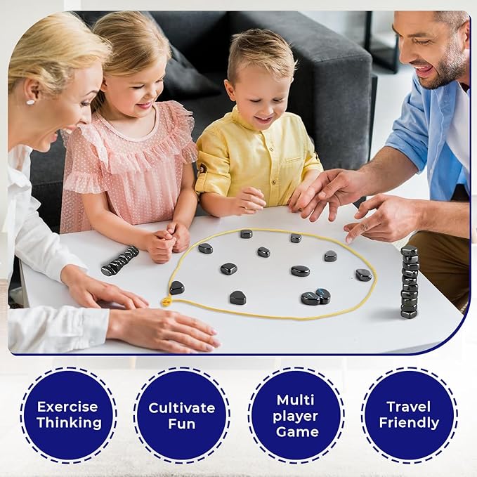 Magnetic Chess Game, 20 Stones, Spone Board, Strings & Storage Bag | Portable Multiplayer Strategy Board Game, Fun Family Night Travel Puzzle Gift