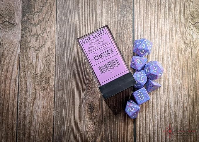 Chessex CHX25347 Dice-Speckled Silver Tetra Set