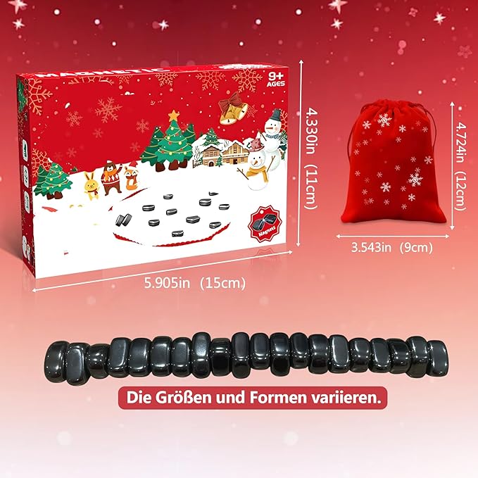 20 Pcs Christmas Magnetic Chess Game, Magnetic Chess Game with Stones, Strategy Games for Kids & Adults, Ages 6+