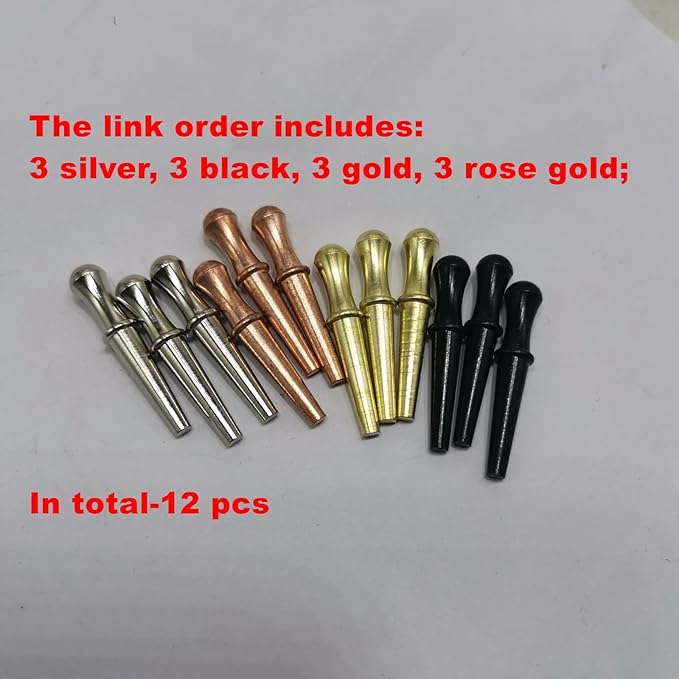 12pcs Length 1inch Metal Cribbage Pegs Board Steel Cone for 1/8 Holes 4 Colors Cribbage Traditional Board Game Gold White Black and Rose Gold