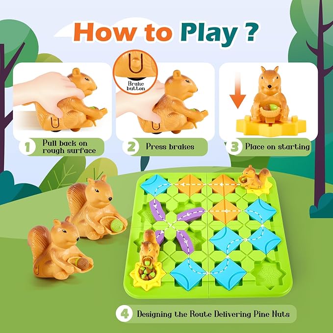 STEM Board Games Kids Brain Teasers Toys,Road Builder Logic Puzzle Games,Montessori Educational Learning Toys Birthday Gifts for Age 4-8 Year Old