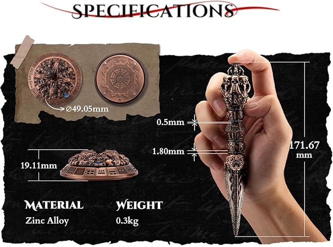 UD 7 in 1 Roulette Dungeons and Dragons Steampunk Themed Metal Dice Set for D&D Roleplaying Games (Ancient Bronze)