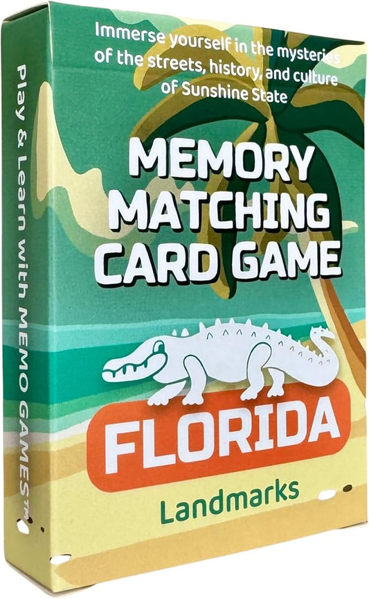 Memory Matching Card Game - Florida Landmarks – Fun & Educational Family Concentration Game for Kids, Adults & Seniors – Travel Pack