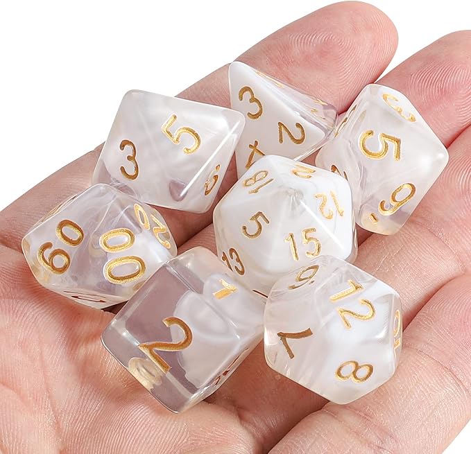CiaraQ DND Polyhedral Dice Set with a Black Dice Bag for D&D RPG MTG Role Playing Table Games