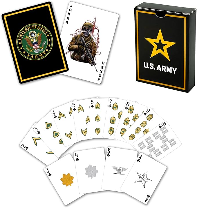 US Army Gift Set | Playing Cards & Dice | Army Rank Insignia Cards | US Army Gifts | Disabled Veteran Owned Business | Army Card & Dice Set