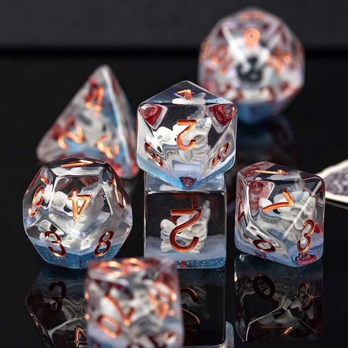 UDIXI 7-Die Resin DND Dice Set, D&D Polyhedral Dice Set Dragon RPG Dice for Dungeons and Dragons Role Playing Games Pathfinder Tabletop Game