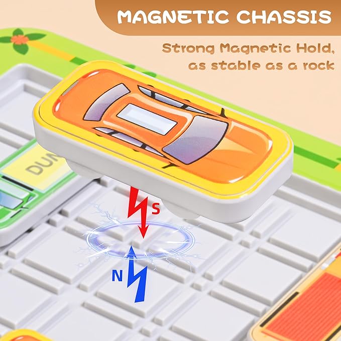 Parking Puzzler Magnetic Travel Game – Car Games Brain Teaser with 360 or 750 Traffic Jam Challenges, Logic Puzzle Toy for Kids Ages 4–12 and Parent Child Problem Solving Fun(360Magnetic)