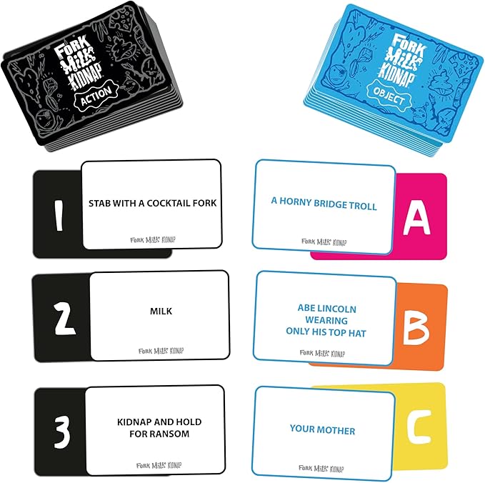 Hasbro Gaming Fork Milk Kidnap Game for Adults Only, an Adult Party Game of Questionable Choices, Ages 17+, for 3 to 10 Players, Hilarious NSFW Card Games