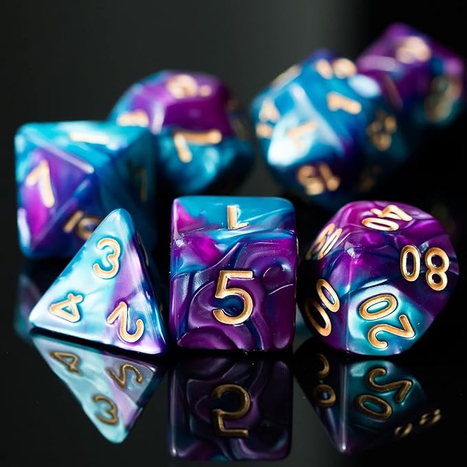 5 Sets DND Dice Polyhedral Dice Set (35pcs) with 1 Large Leather Bag, D&D Die Set for Dungeons and Dragons, RPG Table Games (5Sets/35Pcs Double-Color)