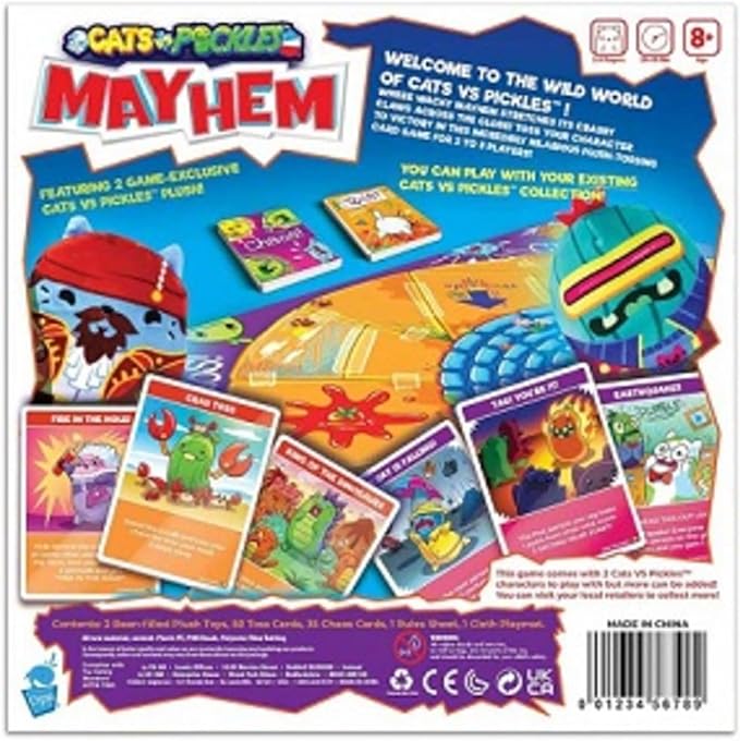 Cats vs Pickles Mayhem Board Game - Beans Card Game for Kids Families and Adults with Exclusive CvP Characters - Easy to Learn for Family Fun Night - 2 Players to 8 Players