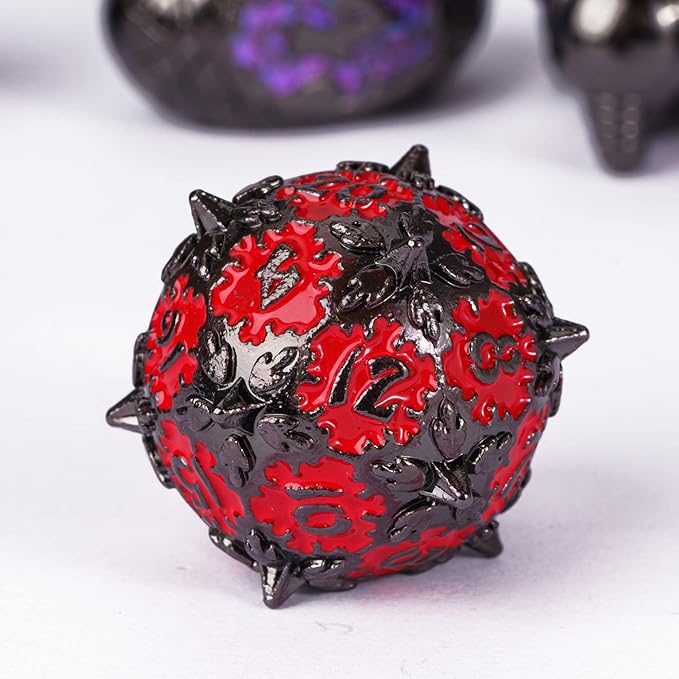 UDIXI Metal DND Dice Set, 7PCS Polyhedral D&D Dice Set Dragon d and d Dice for Dungeons and Dragons Role Playing Games and Other Tabletop Game (Black Red)