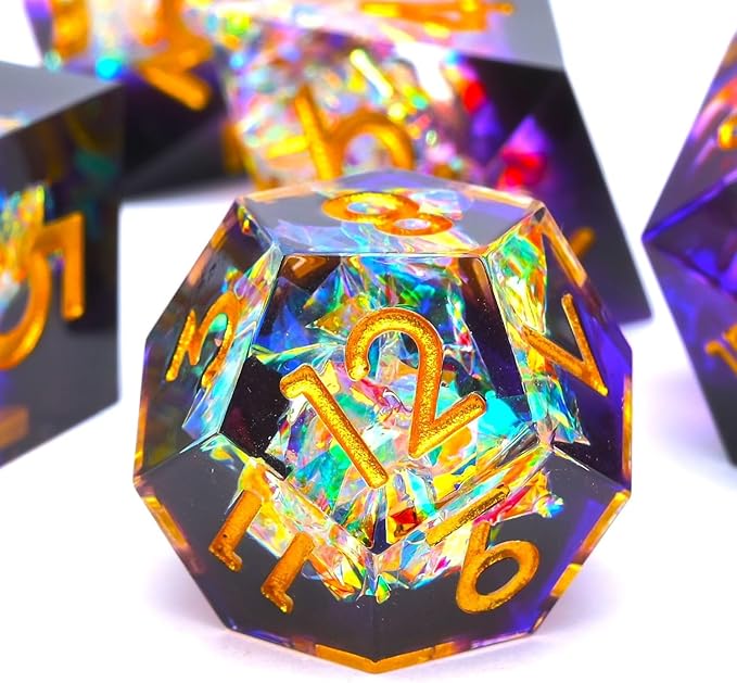 Resin dice Set, Dungeons and Dragons polyhedral DND dice Set, Suitable for Role-Playing Game RPG Explorer Magic: The Gathering Pioneer Game DND dice Set (7 Pieces)