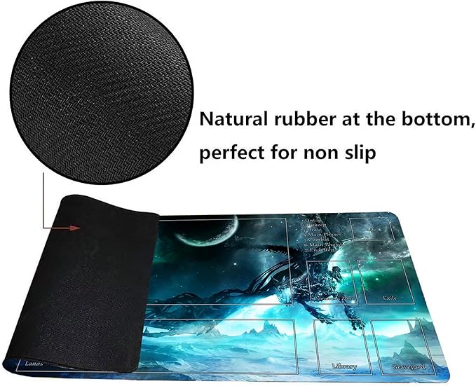 MTG Playmat, Game Play Mat for MTG TCG 24 x 14 inches Trading Card Inked Game Playmats with Storage Bag Smooth Rubber Surface Battle Game