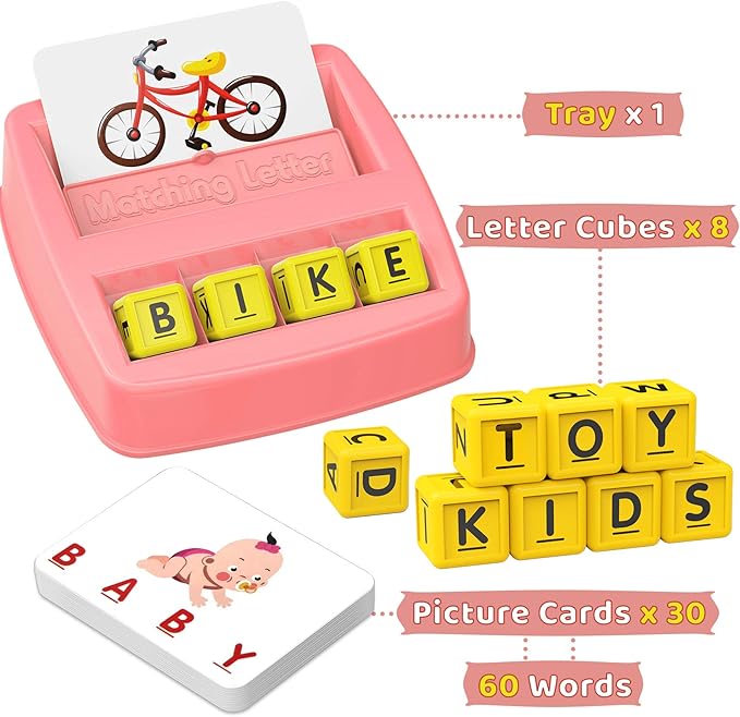 HahaGift Educational Toys for 2-5 Year Old Girl Gifts, Matching Letter Learning Games Activities, Christmas Birthday Gift for Toddler Kids Age 2 3 4 5 Year Olds Girls
