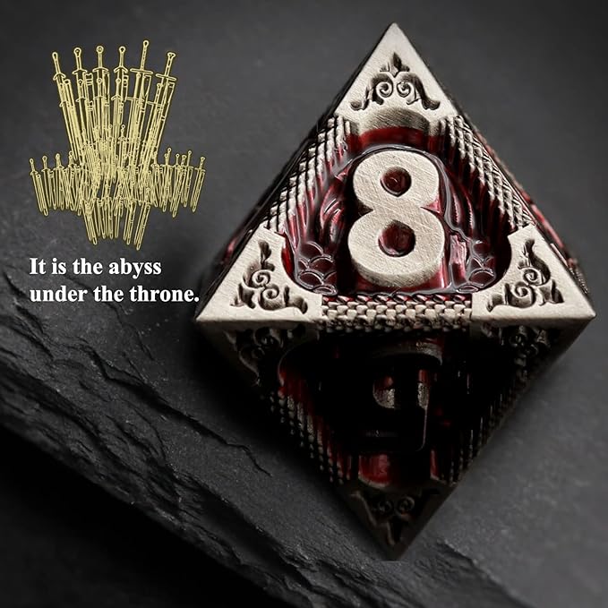 Haxtec DND Dice Set Metal D&D Dice Set with Leather Dice Bag Antique Iron Red Metal Polyhedral Dice for Dungeons and Dragons TTRPG Gifts