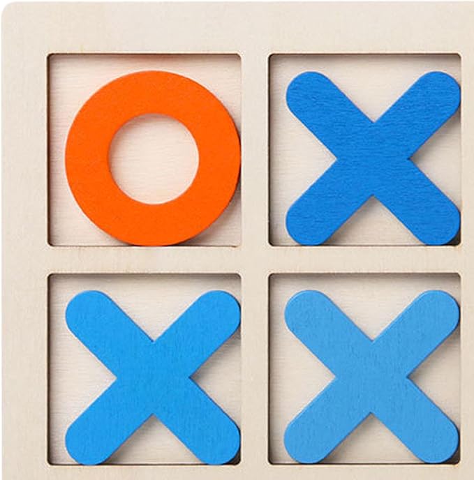 Wooden Tic TAC Toe Game Noughts and Crosses Chess Board Game XO Table Toy for Outdoor Indoor Kids Families Coffee Table Decor, Yellow