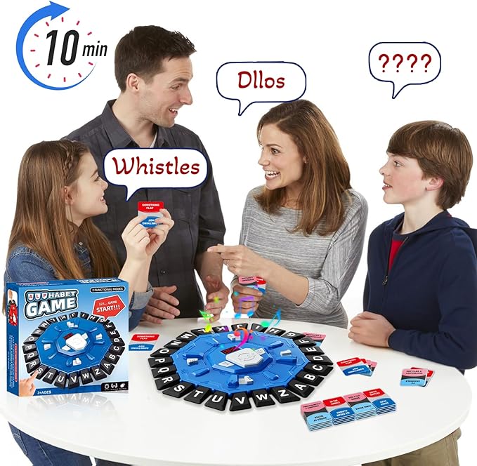 Word Game with LED Display, Alphabet Games, Fast-Paced Family Board Game for Learning Playing Game Gifts for Ages 3+ (Blue)