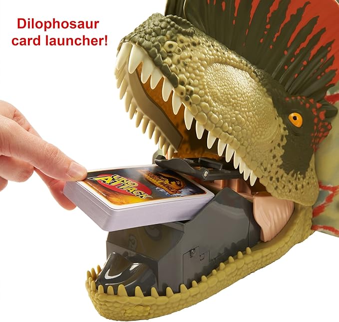 Mattel Games UNO Attack Jurassic World Dominion Card Game with Dinosaur Card Launcher for 2 to 10 Players Ages 7 Years & Older, Toy Gift and Collectible (Amazon Exclusive)