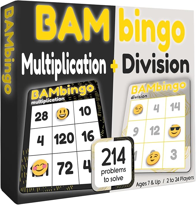Multiplication and Division Facts Bingo Game - 3rd 4th & 5th Grade Educational Math Learning for Classroom & Homeschool