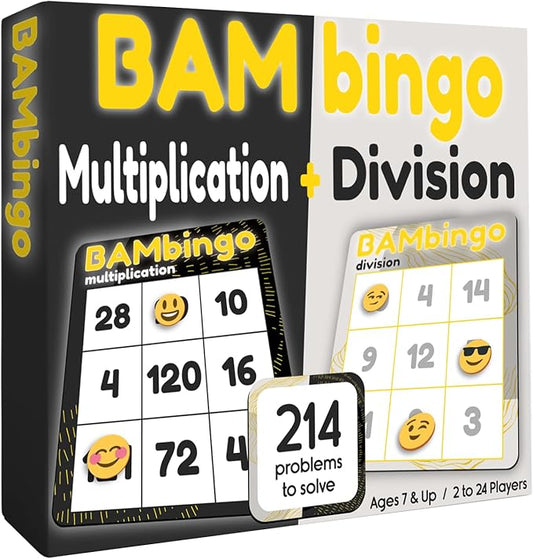 Multiplication and Division Facts Bingo Game - 3rd 4th & 5th Grade Educational Math Learning for Classroom & Homeschool