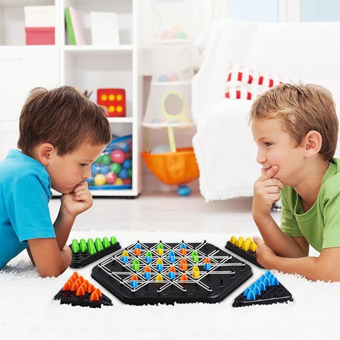 TOYANDONA Chain Triangle Chess Game, Triangle Rubber Band Game Chain Geometric Chess Game Strategy Board Games for Family Kids Adults, 2 to 4 Players