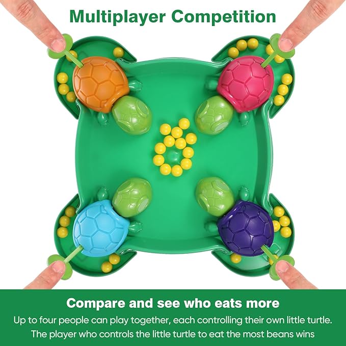 Alipis Turtle Board Game: Hungry Board Game for Kids - Table Bean Chessboard Pre-School Early Educational Toys for 4-2 Players, Ages 2+